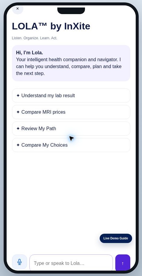 Ask LOLA app screen